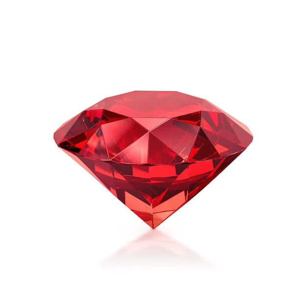 Red dazzling diamond on white background 3d render