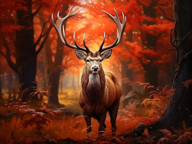 Photo red deer at autumn