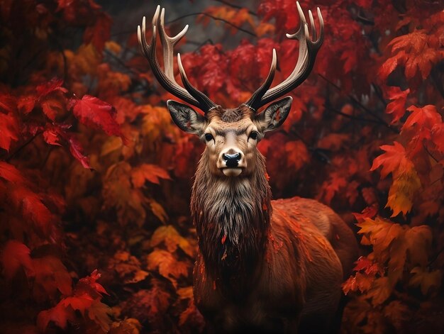 Photo red deer at autumn