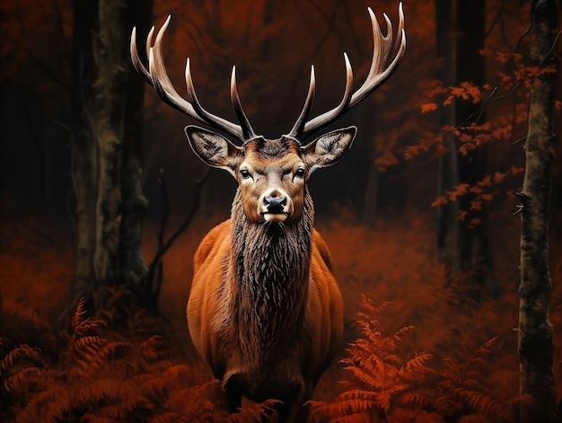 Photo red deer at autumn