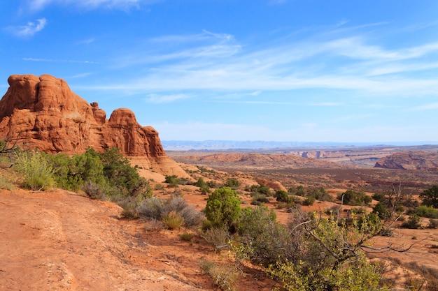 Red Desert panorama van Arches National Park, Utah, Verenigde Staten.