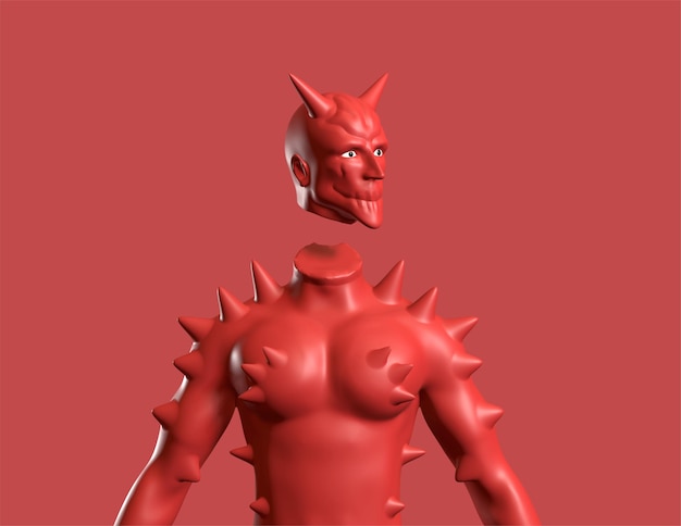 Photo red devil character 3d design for halloween scare character