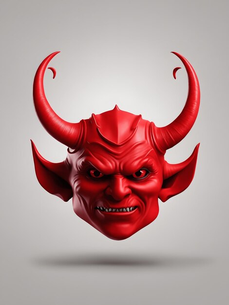 Photo red devil horn and tail vector illustration 3d realistic cute elements for face mask and head