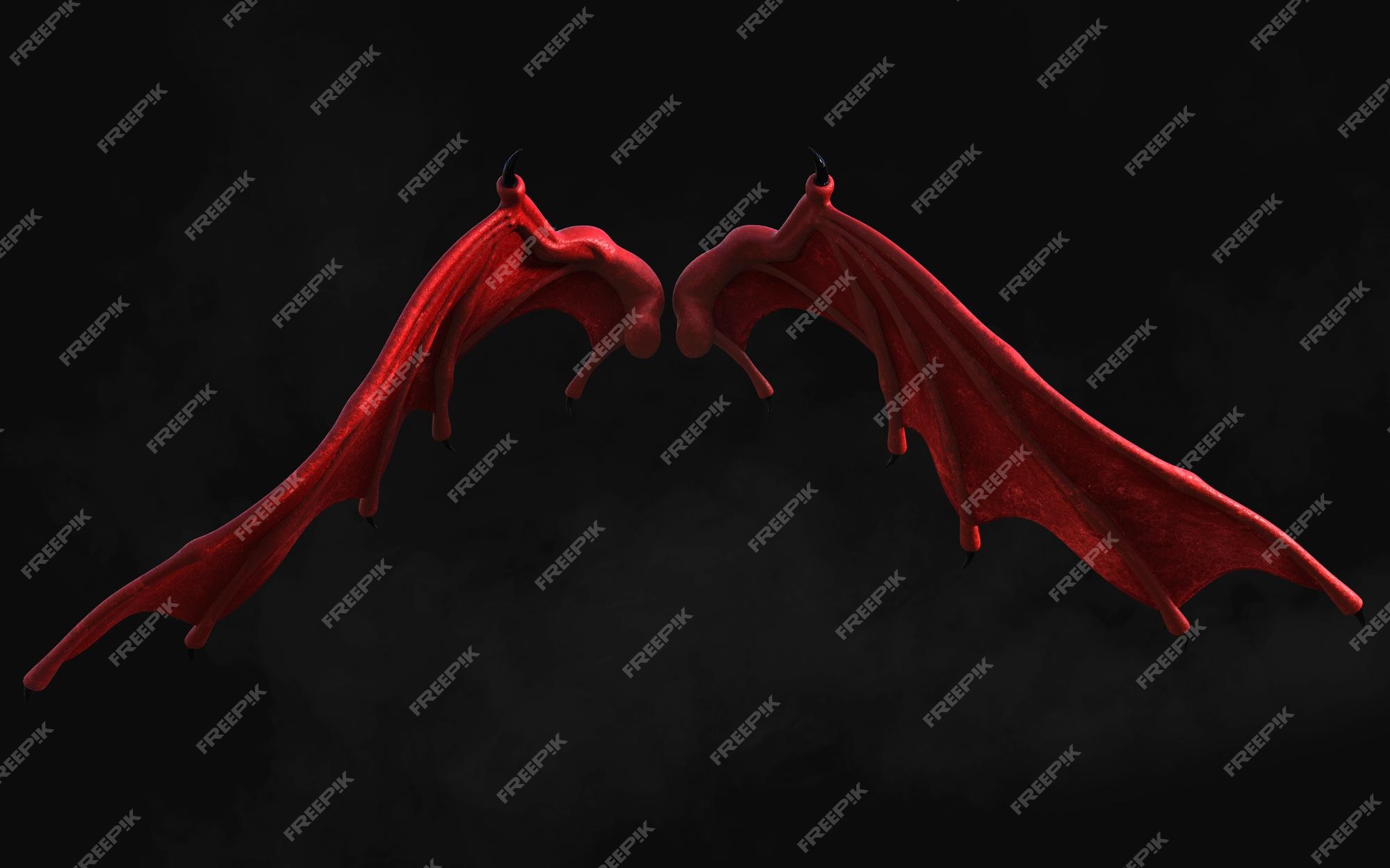 Premium Photo | Red devil wings red demon wing plumage isolated on ...