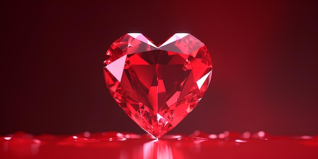 Red diamond heart on a red background