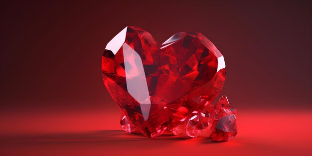 Red diamond heart on a red background