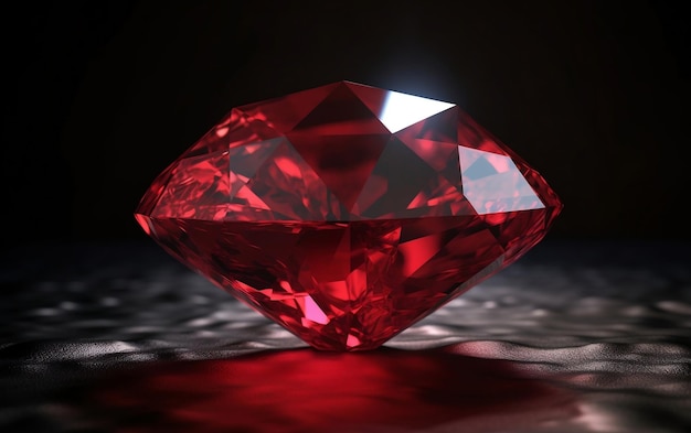 A red diamond is on a dark background.