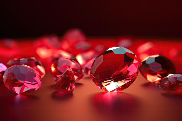 Photo red diamonds on dark background