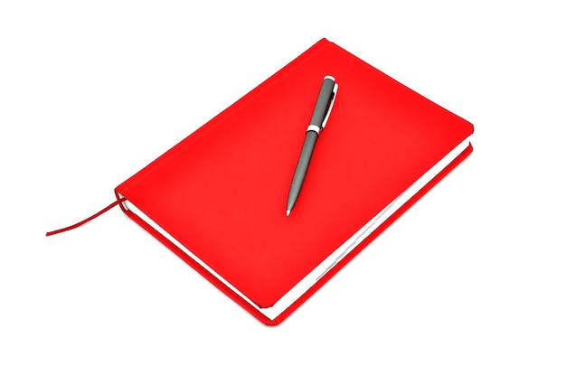 Red diary and pen