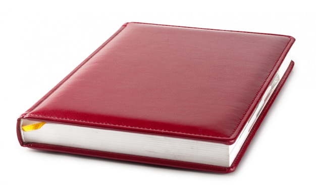 Red diary with bookmark