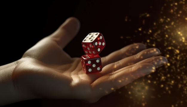 red dice in hand