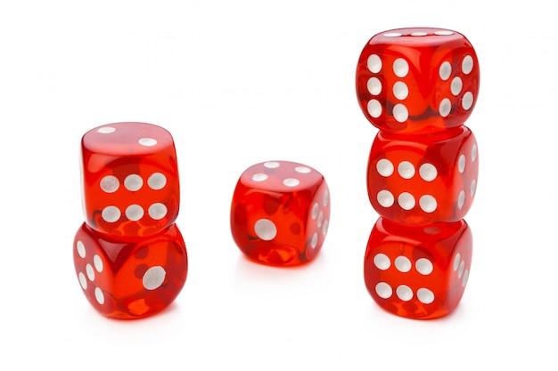 Red dice isolated on white 