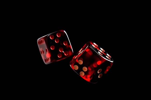 Photo red dices on black background