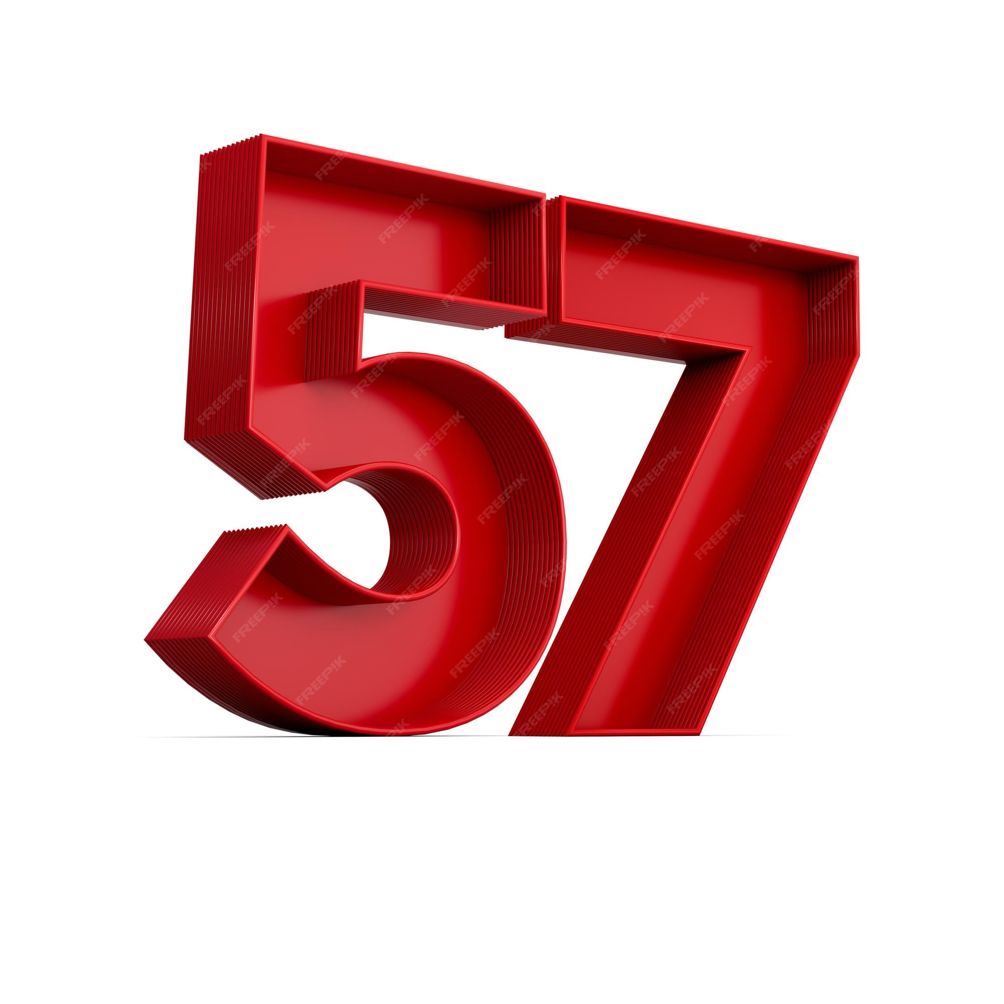 Premium Photo Red digit 57 or fifty seven with inner shadow isolated Premium Photo Red digit 57 or fifty seven with inner shadow isolated