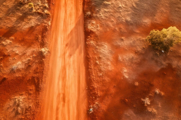 Foto red dirt road top view textuur achtergrond