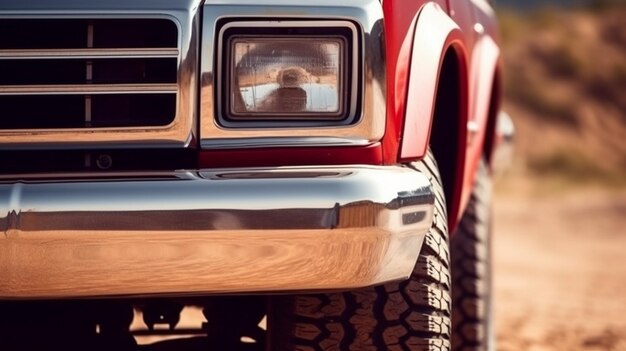 Photo a red dodge truck is parked on a road.