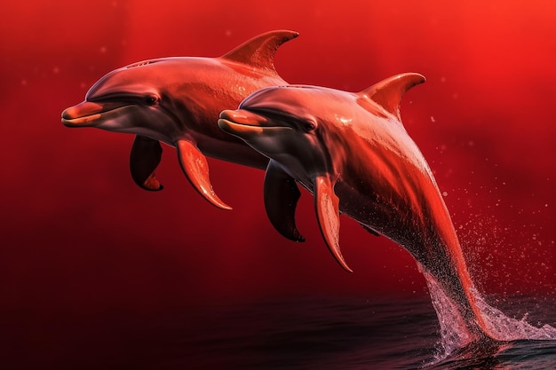 A red dolphin and a red dolphin