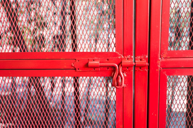 red door bolt on red iron net