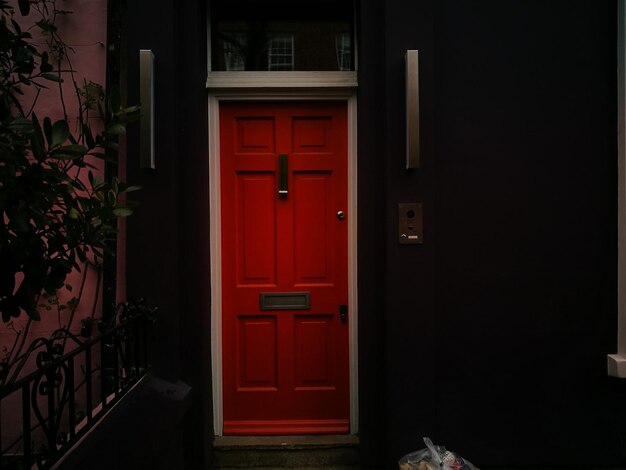 Photo red door of house