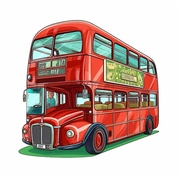 A red double decker bus with a sign that says " the london bus " on it.