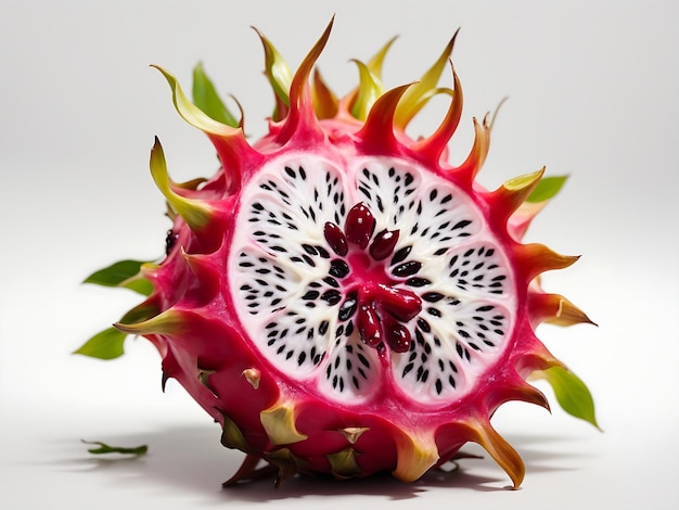 Red dragon fruit white background