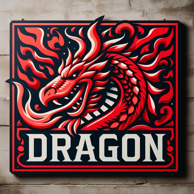 Photo a red dragon sign on a wooden wall for dargon key design generative ai