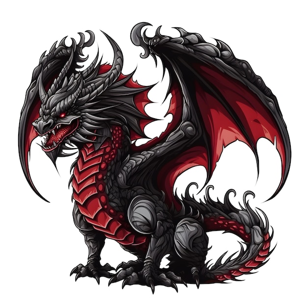 Red dragon on a white background illustration for your design AI Generative