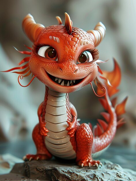 Photo a red dragon with a dragon face on it