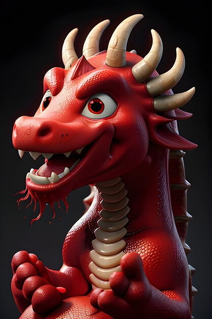 a red dragon with horns and a horned head