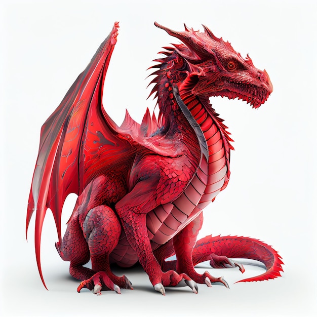 A red dragon with a long tail and a long tail Generative AI