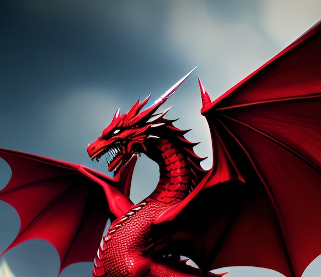 A red dragon with the word dragon on it