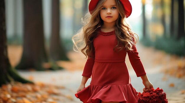 red dress girl HD 8K wallpaper Stock Photographic Image