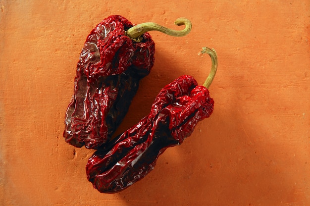 Red dried hot chili peppers