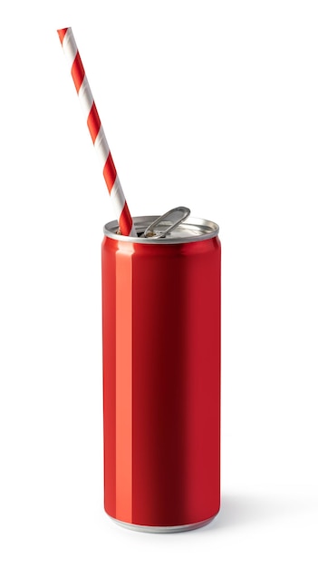 Red drink cans on white