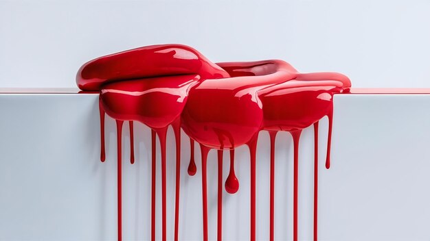 Red dripping paint on white background