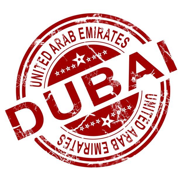 Photo red dubai stamp