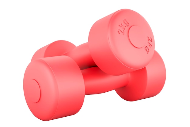 Red Dumbbells for Strength Training 25 kg 3D rendering isolated on white background