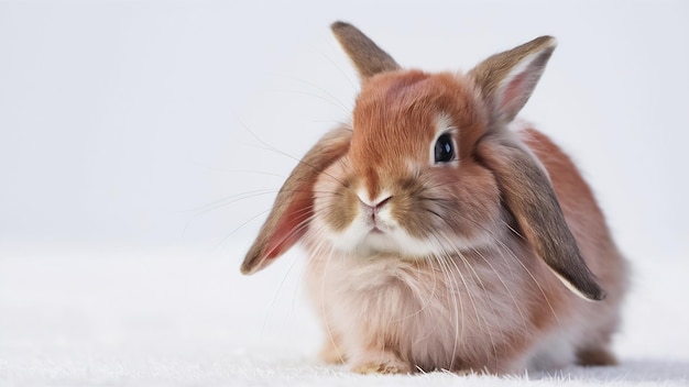 Red eared rabbit on a white background