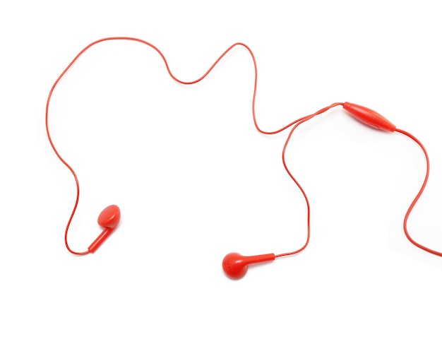 Red earphone on white