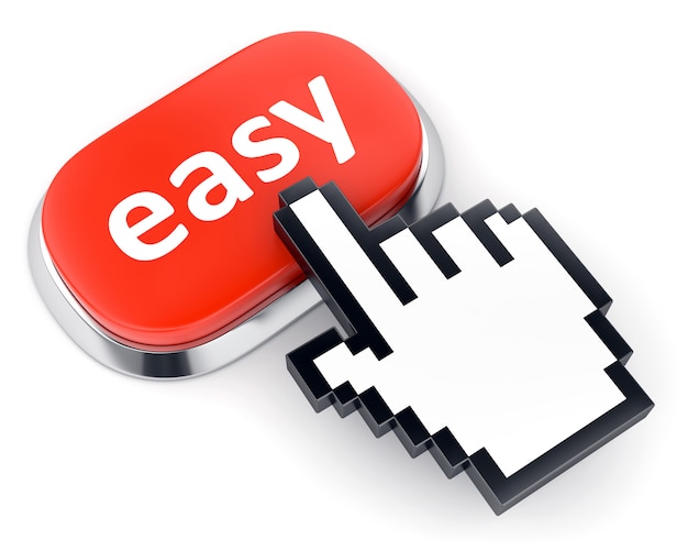 Red Easy button and hand cursor