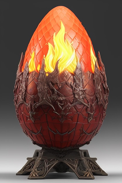 Photo a red egg with a fire on it