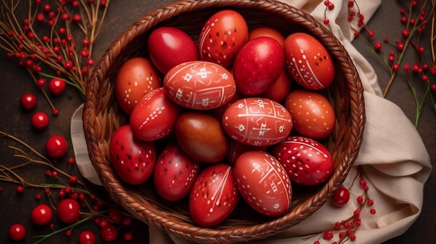 Red eggs for Easter Romanian Easter traditional food