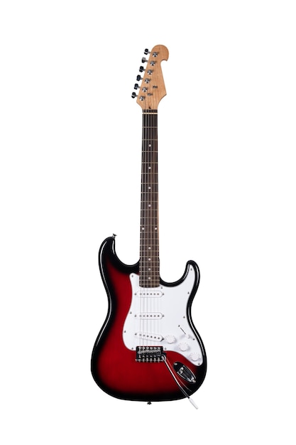 Red Electric guitar isolated over white background