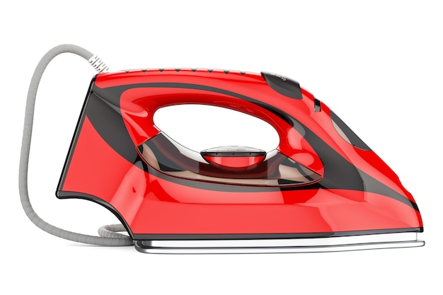 Red electric steam iron 3D rendering