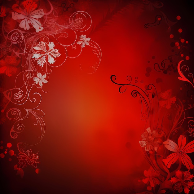 Red Elegant background with flower ornament generated ai