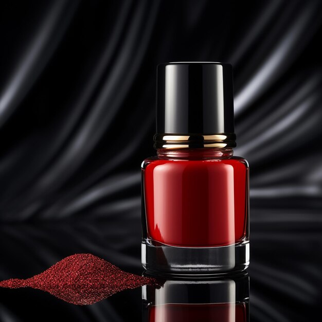 A red elegant red nail polish bottle