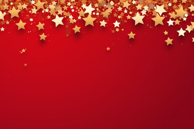 Red empty background with top gold star Christmas new year background