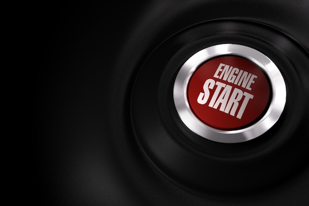 Start engine button red round sticker Royalty Free Vector