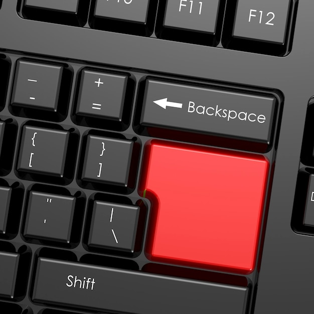 사진 검은색 컴퓨터 키보드의 빨간색 입력 버튼