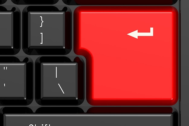 검은색 키보드의 빨간색 Enter 키